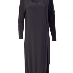 Naya elastic hem/velvet side/buckle dress-BLACK