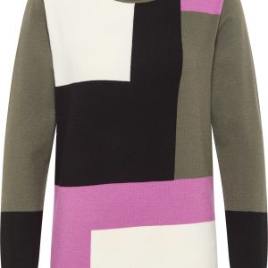 Lebek colour block jumper-KHAKI