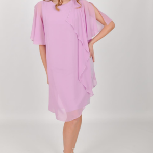 Allison waterfall shoulder chiffon dress