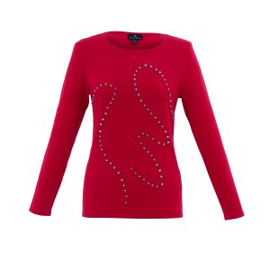 Marble Diamonte Detail Jumper-RED