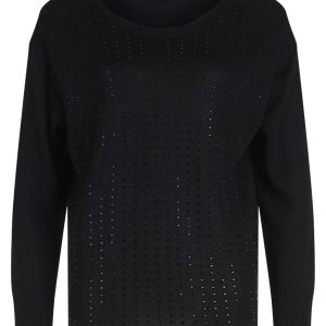 Betty Barclay Diamonte Metallic Knit Top-BLACK