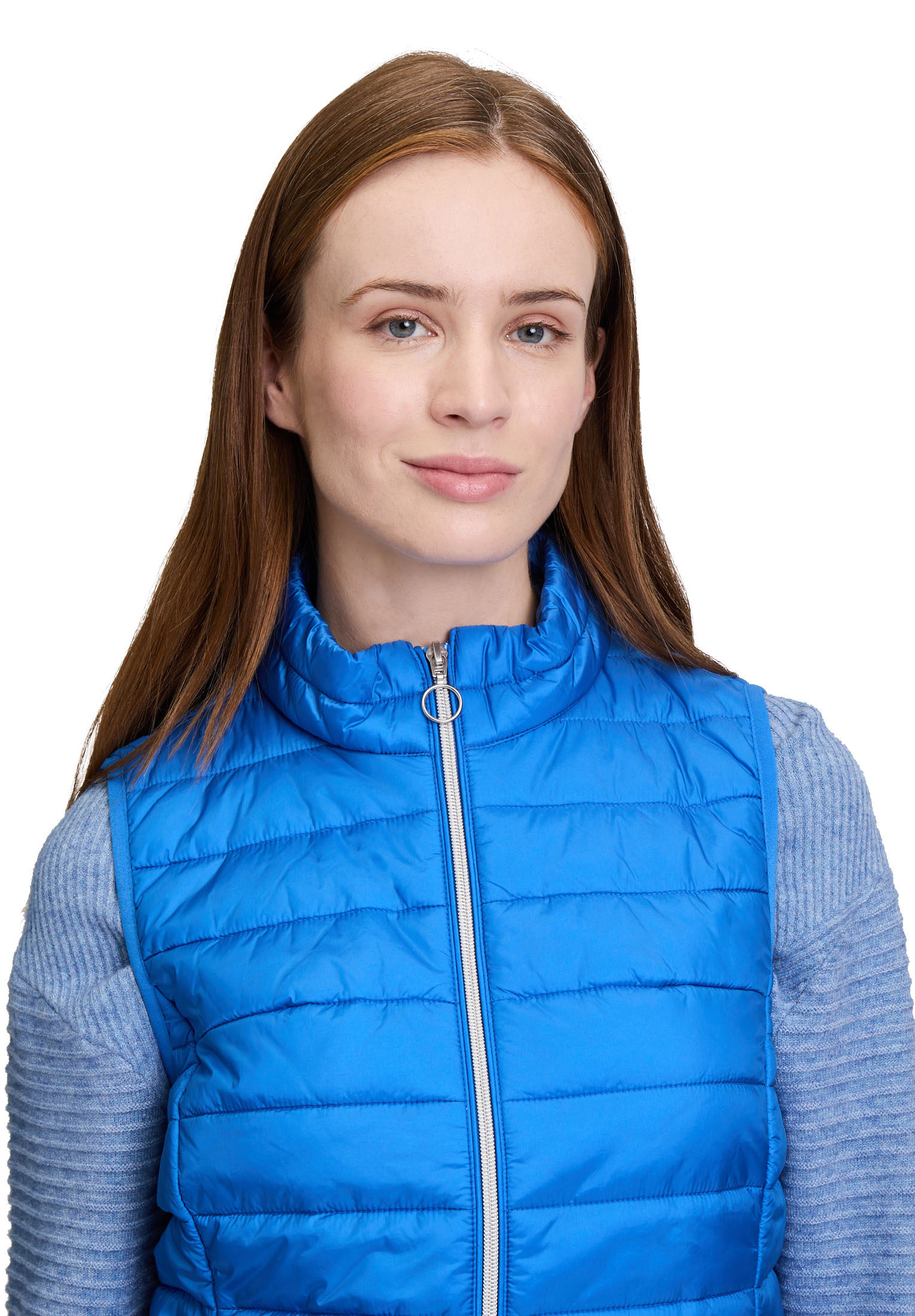 Gilet Betty Barclay Bleu Avec Franges - Taille 42 - 100% Coton Maille - Occasion Très Bon état