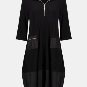 Joseph Ribkoff Collared Cocoon Dress-BLACK
