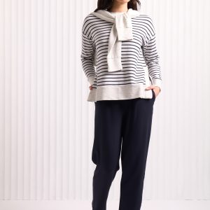 Foil 'Software Upgrade' Stripe Sweater-GREY/NAVY