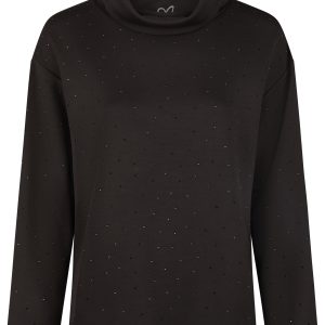 Lebek Cowl Neck Diamonte Sweater-BLACK