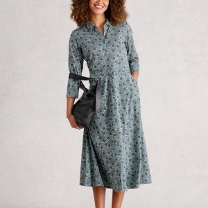 White Stuff Rua Jersey Shirt Dress-BLUE MULTI