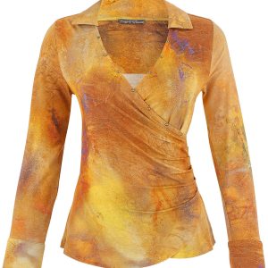 Dolcezza 'Mother Earth' Print Top-MUSTARD