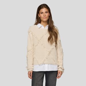 Rabe Fringe Pattern Jumper-BEIGE