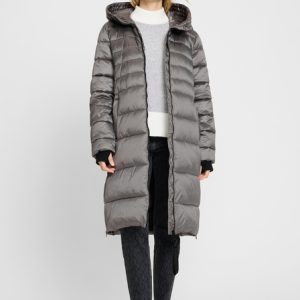 Olsen Long Quilted Coat-GREY