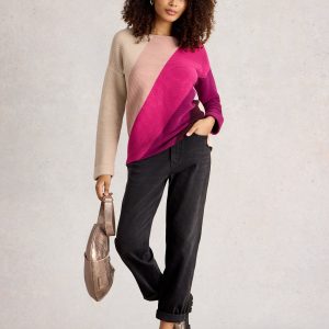 White Stuff Colour Block Jumper-PURPLE
