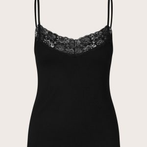 Masai Elmira Jersey Cami With Lace-BLACK