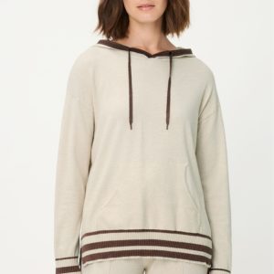 Olsen Hooded Knit Sweater-ALMOND