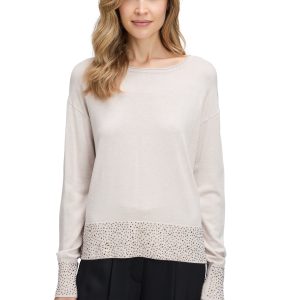 Betty Barclay Jumper With Beaded Hem And Cuff-BEIGE