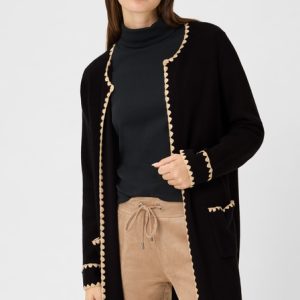 Olsen Stitched Edging Cardigan -BLACK
