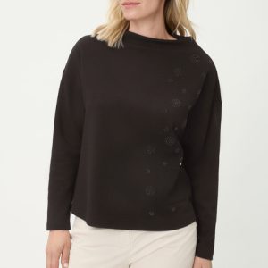 Olsen High Neck Diamond Circles Top-BLACK