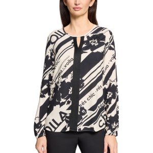 Betty Barclay Graphic Print Blouse-BLACK/WHITE