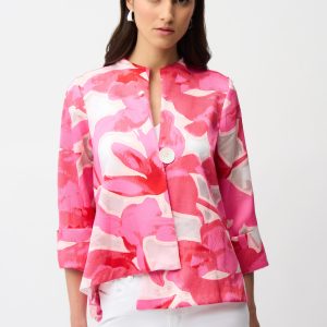 Joseph Ribkoff Floral Print Swing Jacket-PINK