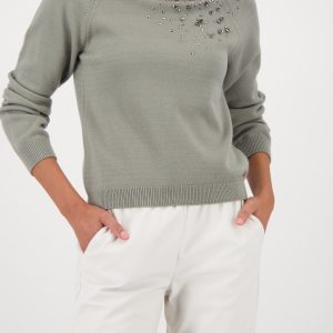 Monari Jumper With Embellishments-SAGE