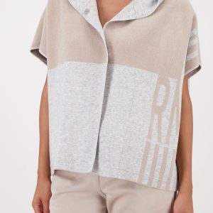 Monari Two Tone Knitted Cape-STEEL GREY