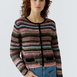 Oui Knitted Cardigan-BLACK MULTI