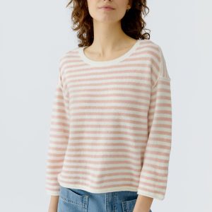 Oui Soft Stripe Jumper-ROSE
