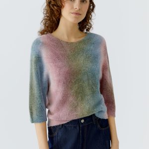 Oui Wool Mix Ombre Jumper-KHAKI MIX