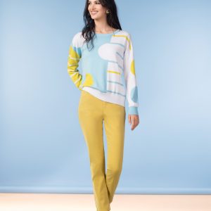 Alison Sheri Spots And Stripes Print Jumper-BLUE/GREEN