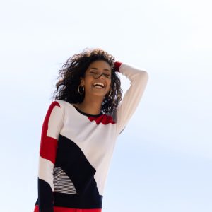 Alison Sheri Colour Block Jumper-RED/NAVY/WHITE