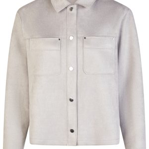 Lebek Suedette Shirt Jacket-SILVER