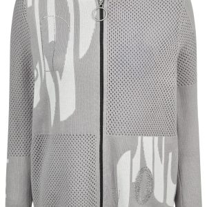 Lebek Hooded Knit Cardigan-SILVER