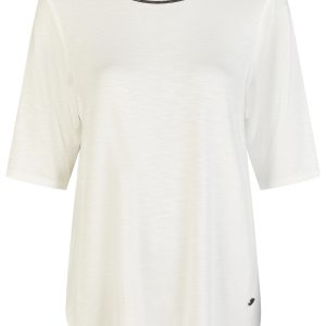 Lebek Beaded Neck Top-OFF WHITE
