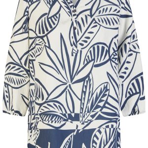 Lebek Leaf Print Tunic-NAVY