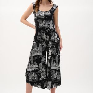 Joseph Ribkoff Conversational Print Jumpsuit-BLACK/WHITE
