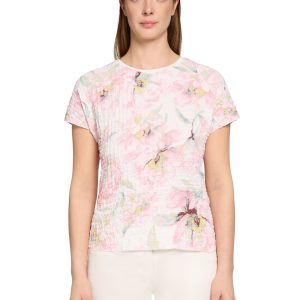 Betty Barclay Crinkled Print T-Shirt-ROSE/CREAM