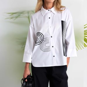 Naya Placement Print Shirt-WHITE