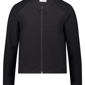 Betty Barclay 'So Cosy' Ribbed Bomber Style Cardigan-BLACK