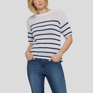 Rabe Stripe Short Sleeve Jumper-WHITE/NAVY