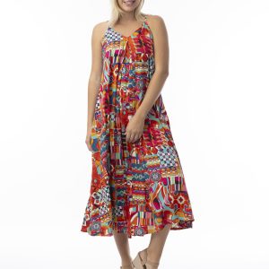 Orientique Peru Print Strappy Dress
