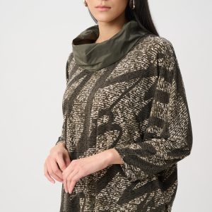 Joseph Ribkoff Abstract Print Boxy Tunic-KHAKI
