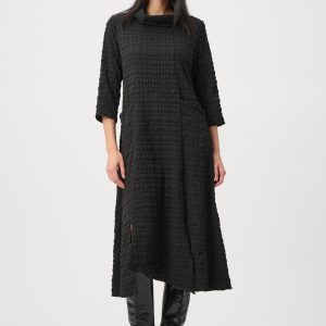 Joseph Ribkoff Bubble Jacquard Trapeze Dress - BLACK