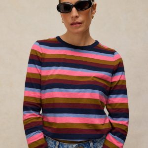White Stuff Clara Stripe Long Sleeve Tee-PINK MULTI
