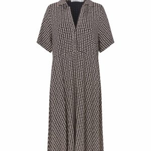 Masai Naterinna Collared Jersey Dress-BLACK/BEIGE