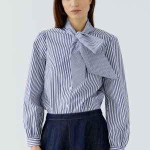 Oui Blue Stripe Blouse-BLUE/WHITE