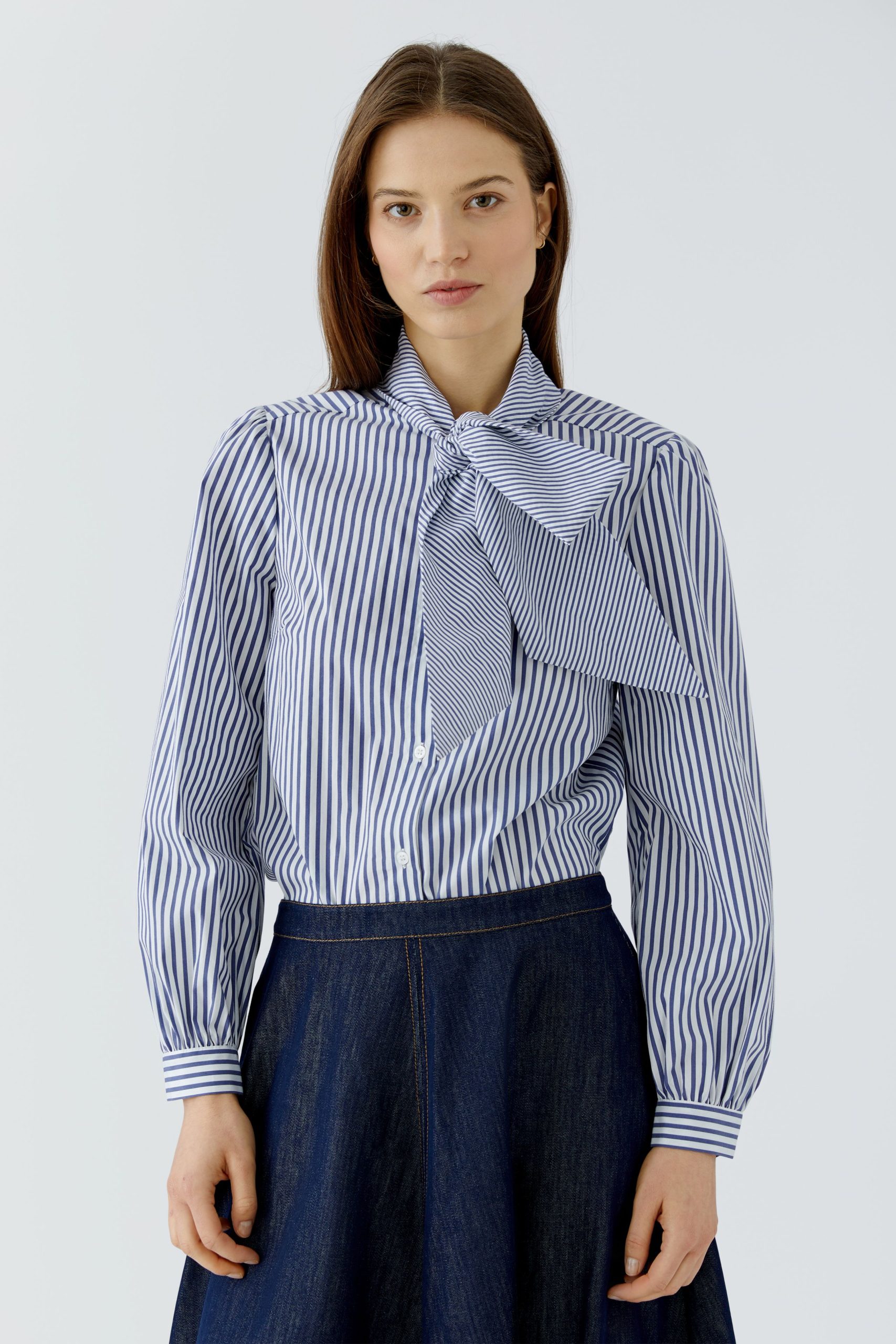 Oui Blue Stripe Blouse-BLUE/WHITE