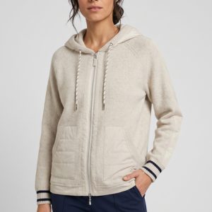 Olsen Hooded Knit Cardigan-ALMOND