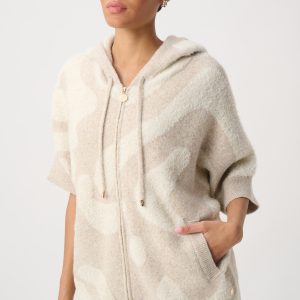 Joseph Ribkoff Hooded Animal Print Sweater-BEIGE