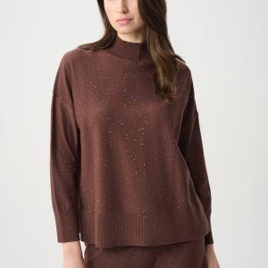 Joseph Ribkoff Sequin Turtle Neck Jumper-BROWN