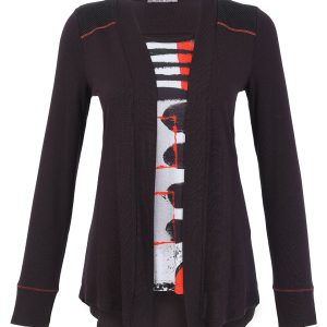 Dolcezza Geo Stripe Print Mock Cardigan