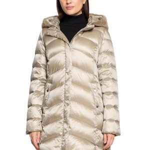 Betty Barclay Down Padded Coat With Faux Fur-TAUPE