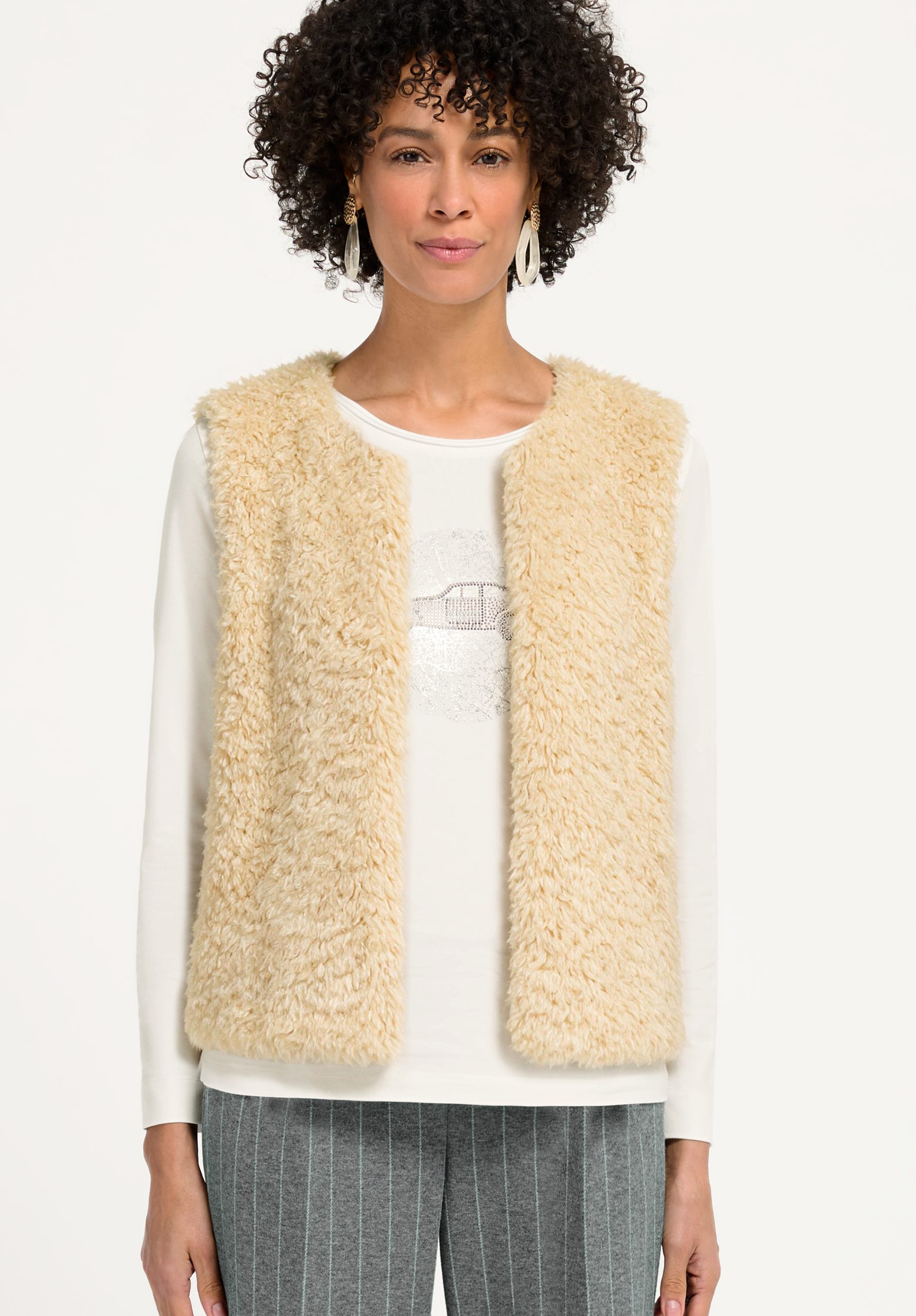 Bianca Fluffy Waistcoat-BEIGE